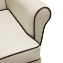 Richmond High Back Chair in Cream with Brown Piping