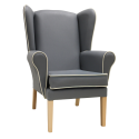 Richmond High Back Chair in Grey with Cream Piping
