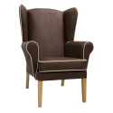 Richmond High Back Chair in Brown with Cream Piping
