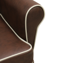 Richmond High Back Chair in Brown with Cream Piping