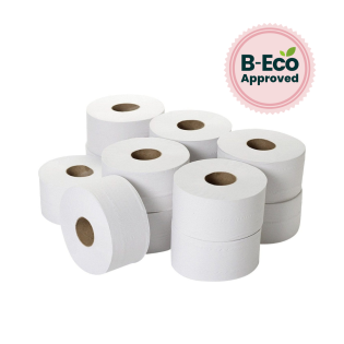 Mini Jumbo Toilet Rolls, 2ply 150m 60mm Core: White
