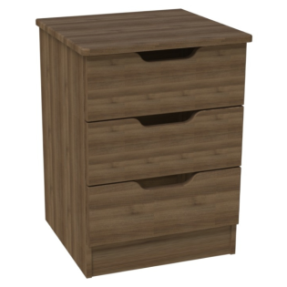 Europa Couture: 3 Drawer Bedside with Lockable Top Drawer-Walnut