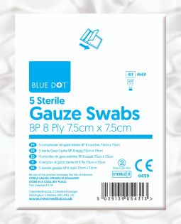 Gauze Swabs 8 Ply White 7.5cm X 7.5cm Sterile