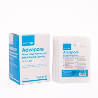 Advapore Waterproof Non-Woven Adhesive Wound Dressing 7 X 8 cm