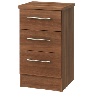 Europa Urban 3 Drawer Bedside With Lockable Top Drawer: Noche Walnut