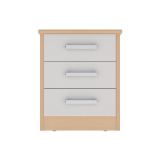 Voyage 3 Drawer Bedside In Lissa Oak With Cream Drawers